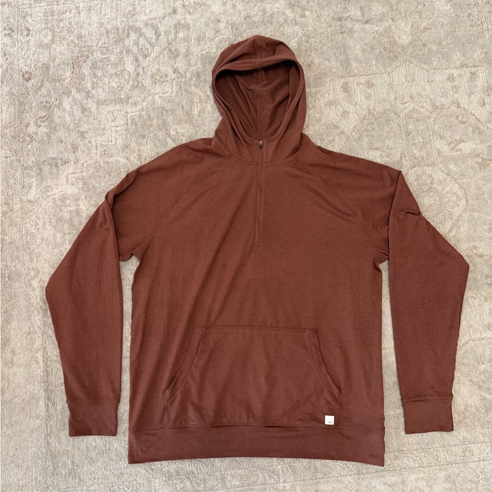 Vuori Mahogany Heather Ponto Performance Half Zip Hoodie Size XL